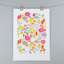 Toadstool & mushroom A4 print