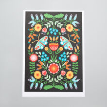 A4 Dark Moths & Flowers print