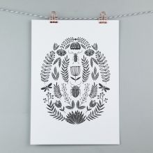 A4 oval folk floral design