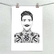 Tattooed man A4 print