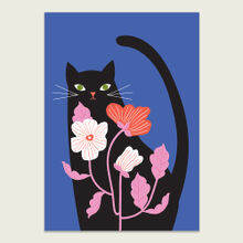 A5 Black Cat Digital Art Print