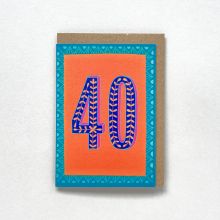 Orange & Blue 40 Milestone Birthday Card