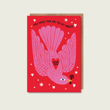 You Hold The Key To My Heart Valentine card folk bird