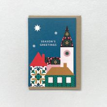 Christmas Town Scene greetings card