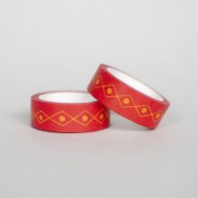 Yellow spots on red patterned washi tape