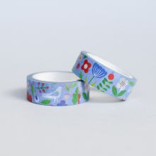 Flowers on blue washi tape