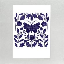 Blue moth & foliage, A4 print
