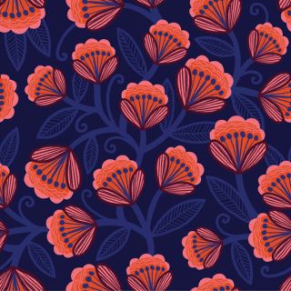Deep blue floral pattern