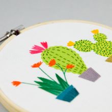 Cactus DIY embroidery, printed fabric design to stitch yourself