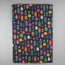 Dark beetle pattern tea towel