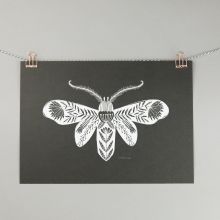 A4 folk art moth print