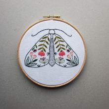 Moth design embroidery craft kit