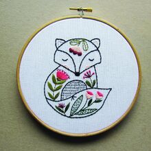 Fox design embroidery craft kit