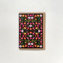 Black folk floral birthday card