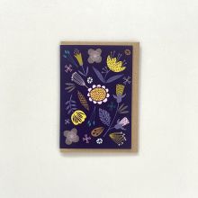 Dark purple floral blank card