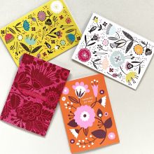 Set of four floral cards