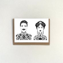 Tattooed couple greetings card