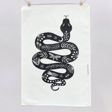 Folk snake tea towel