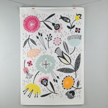Graphic floral tea towel