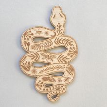 Etched wooden snake decoration