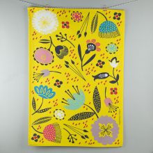 Yellow floral tea towel