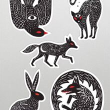 Bundle of 5 Folklore Animals Die Cut Stickers
