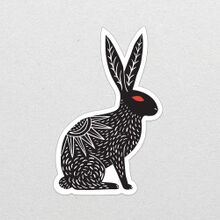 Folklore Black Hare Rabbit Die Cut Sticker